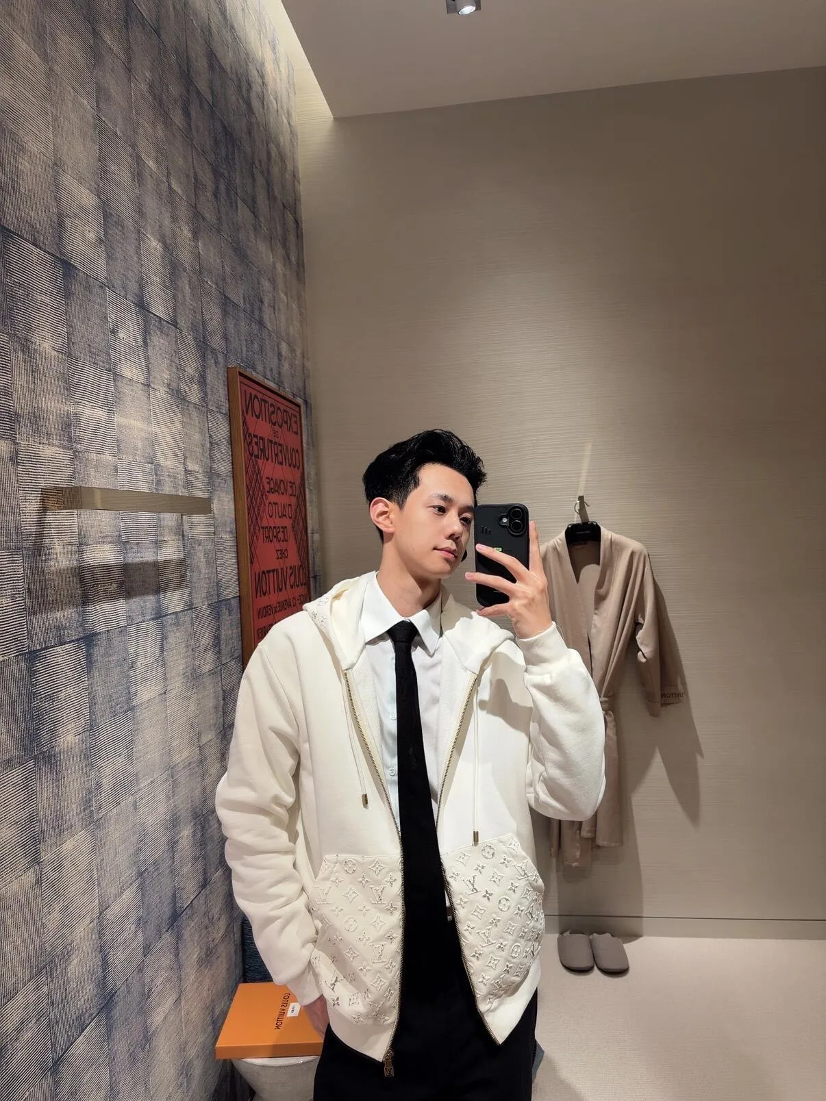 Louis Vuitton/Louis Vuitton reflective 3D embossed hooded sweatshirt jacket